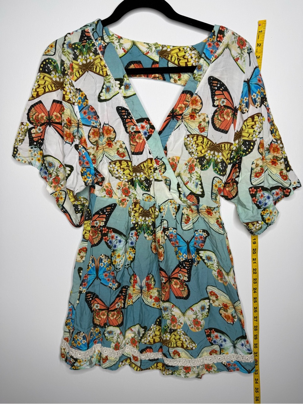 FARM Rio Butterfly Floral Open Back Mini Dress Size P Small